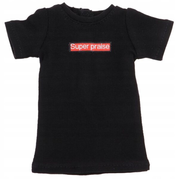 T-shirt con stampa lettera per bambole Blythe 1/6 in nero, bianco e rosa