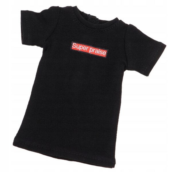 T-shirt con stampa lettera per bambole Blythe 1/6 in nero, bianco e rosa