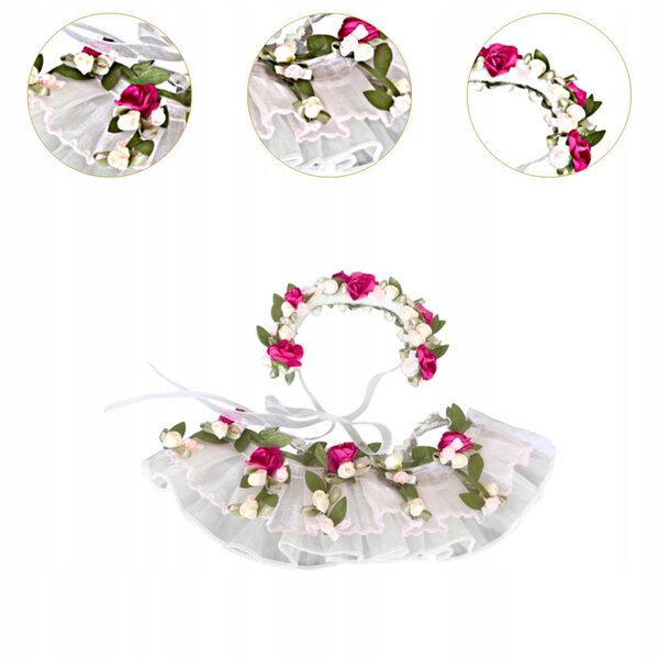 Mehrfarbiges Kleid für 15–17 cm große Puppen mit Haarschmuck