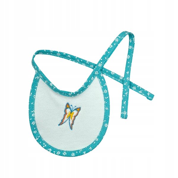 Kleid mit Lätzchen für 36–38 cm große Puppen, aus Baumwolle, mehrfarbig