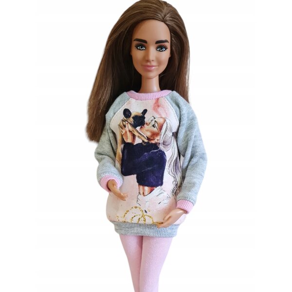 Klassisches Puppenkleidungsset mit mintgrünem und rosafarbenem Sweatshirt und Leggings