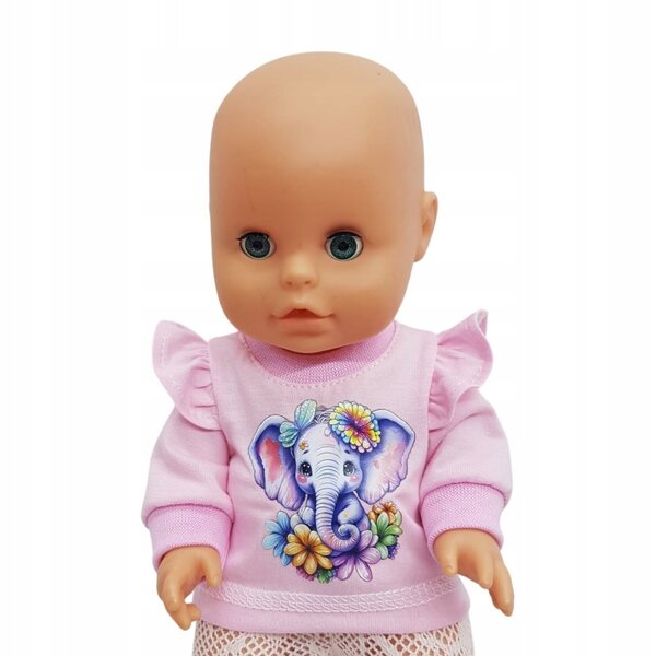 Bluzeczka rosa Langarm für Puppe 30 cm, Kleidung für Spielzeug