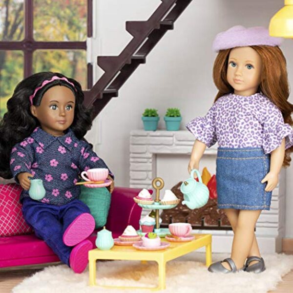 Set Tea Party Lori Dolls per Bambole Mini 6 Pollici con Accessori di Viaggio