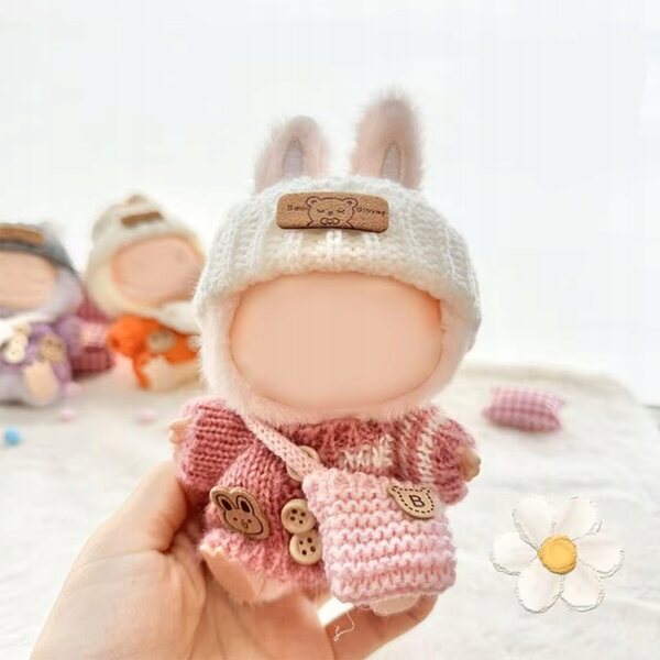Handgewebte Kleidung für La-bu-bu Puppe 17 cm, rosa Winterset