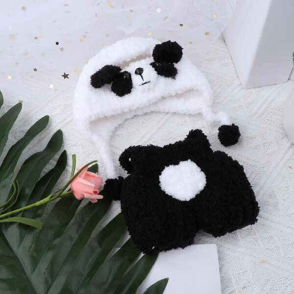 Kleidungsset für 17-cm-Puppen aus Plüschstoff – Panda-Modell-Outfit