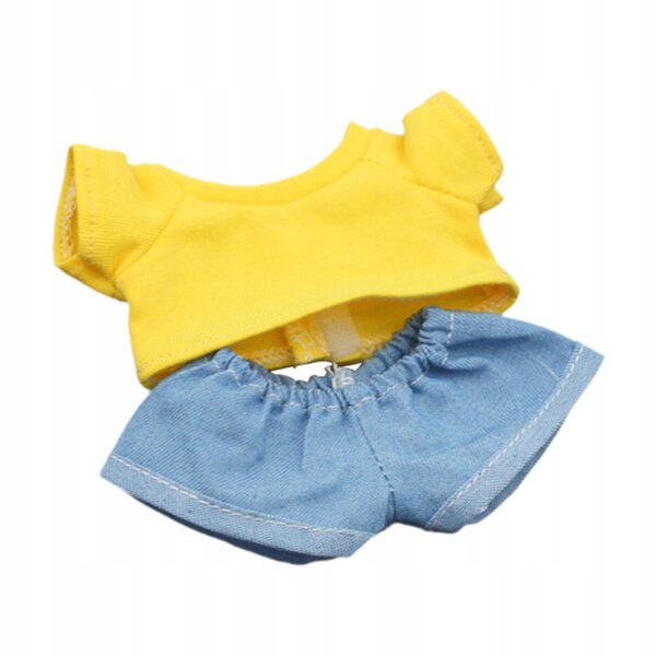 Abbigliamento in Tessuto Morbido per Bambole 15 cm con Maglietta Gialla e Pantaloni
