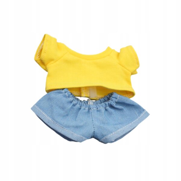 Abbigliamento in Tessuto Morbido per Bambole 15 cm con Maglietta Gialla e Pantaloni