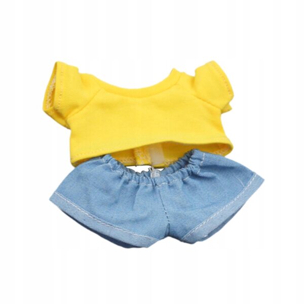 Abbigliamento in Tessuto Morbido per Bambole 15 cm con Maglietta Gialla e Pantaloni