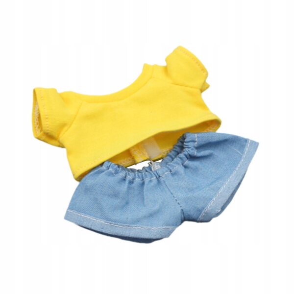 Abbigliamento in Tessuto Morbido per Bambole 15 cm con Maglietta Gialla e Pantaloni
