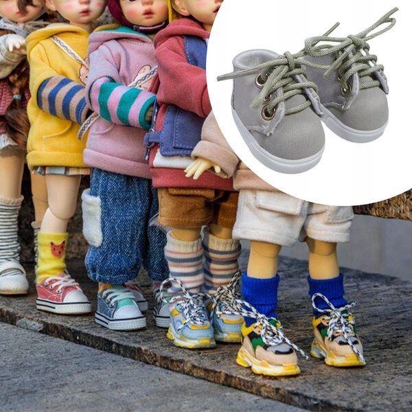 5x3x3,5cm graue weiche Stoff-BJD-Puppenschuhe, handgefertigt