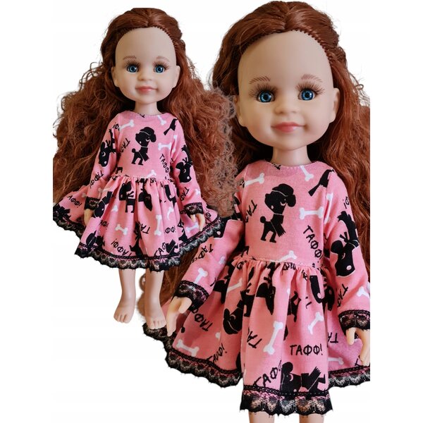 Kleid für Paola Reina 32 cm Puppe mit Knochen- und Hundemotiv mit Spitze