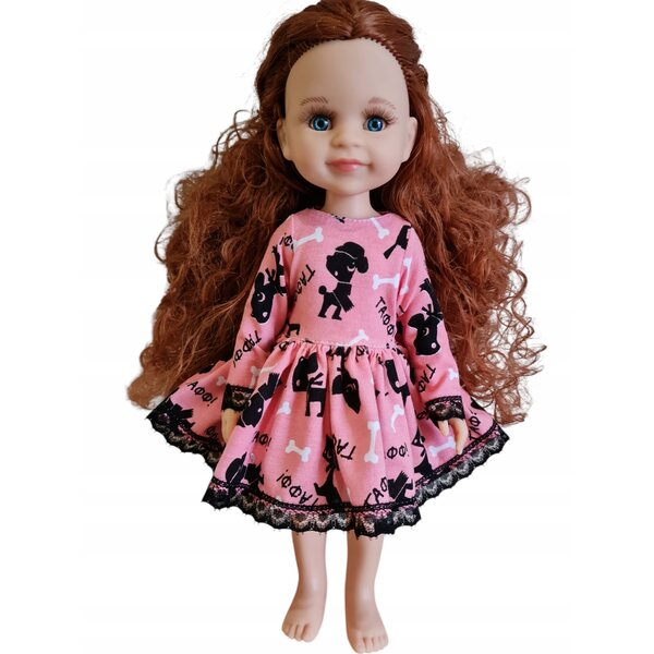 Kleid für Paola Reina 32 cm Puppe mit Knochen- und Hundemotiv mit Spitze