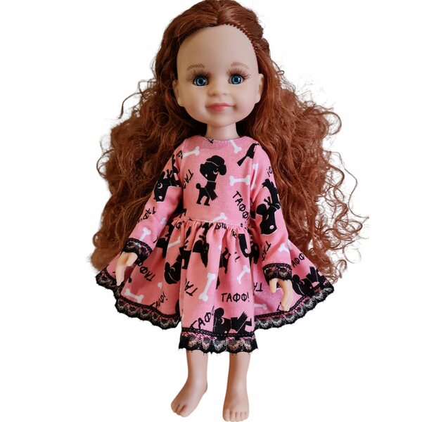 Kleid für Paola Reina 32 cm Puppe mit Knochen- und Hundemotiv mit Spitze