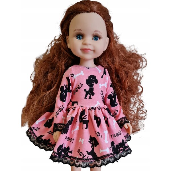 Kleid für Paola Reina 32 cm Puppe mit Knochen- und Hundemotiv mit Spitze