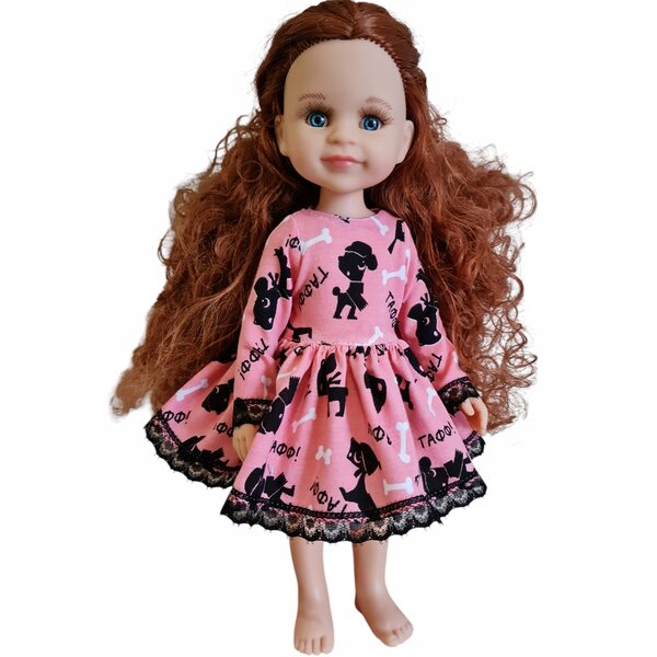 Kleid für Paola Reina 32 cm Puppe mit Knochen- und Hundemotiv mit Spitze