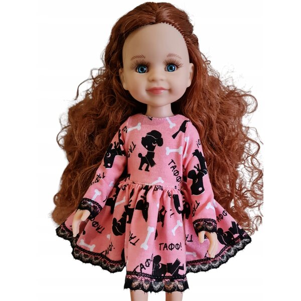 Kleid für Paola Reina 32 cm Puppe mit Knochen- und Hundemotiv mit Spitze