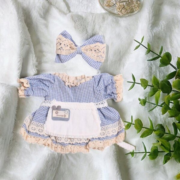 38 cm großes Puppenkleid mit mehrfarbigem Haarschmuck, Geschenk für Kinder
