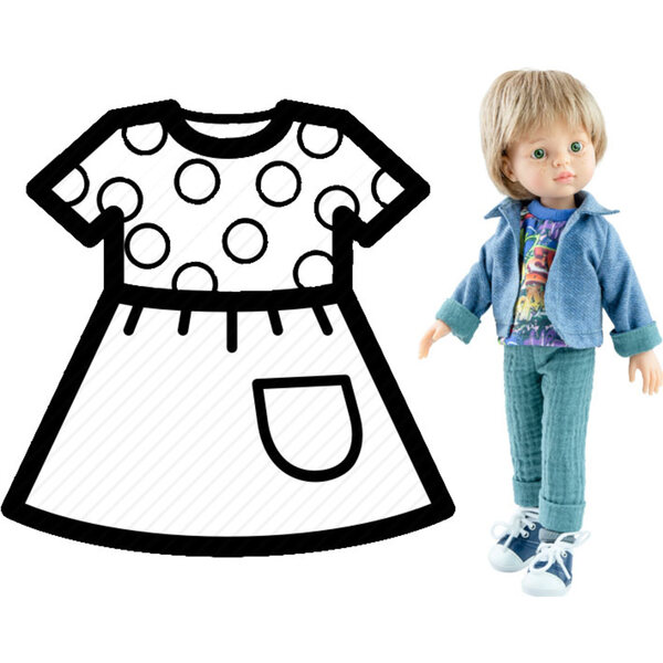 Kleidung für Paola Reina 32 cm Puppen aus Stoff, elegante Verpackung