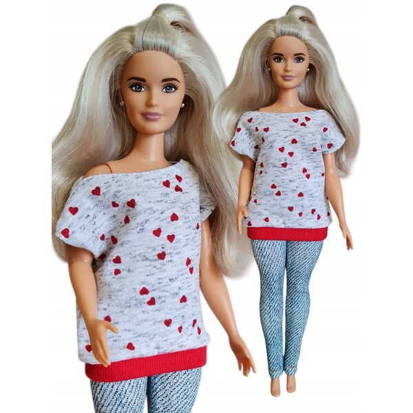 Bluzka für XXL-Modellpuppen mit Herzen und Klettverschluss, neu