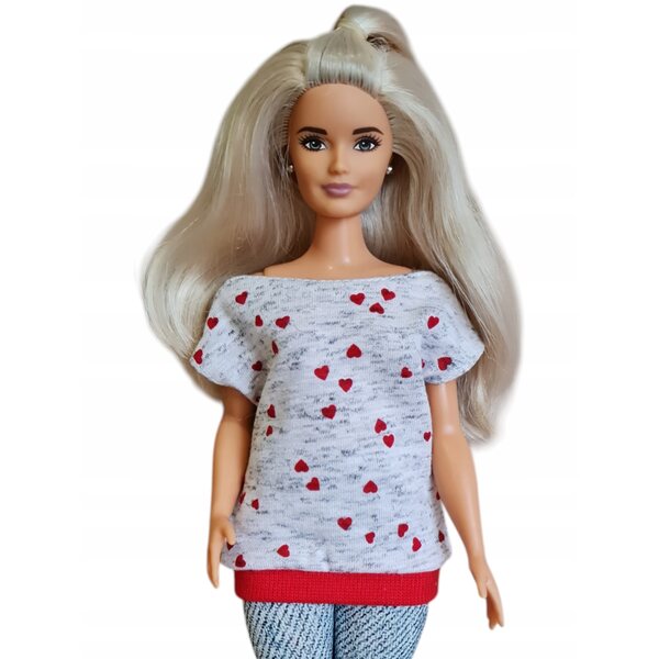 Bluzka für XXL-Modellpuppen mit Herzen und Klettverschluss, neu