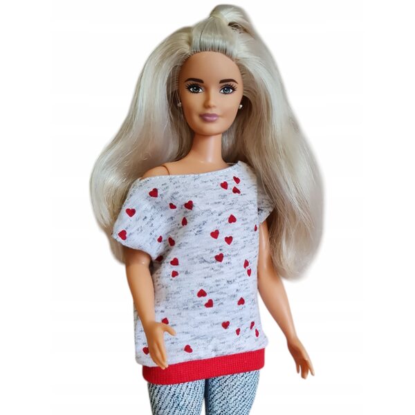 Bluzka für XXL-Modellpuppen mit Herzen und Klettverschluss, neu