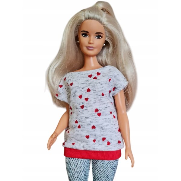 Bluzka für XXL-Modellpuppen mit Herzen und Klettverschluss, neu