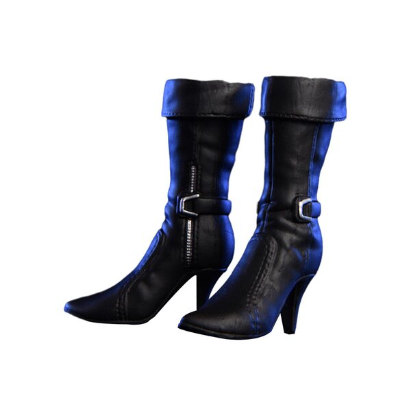 Scarpe per bambole scala 1/6 in PU nere, fatte a mano per figure da 12 pollici