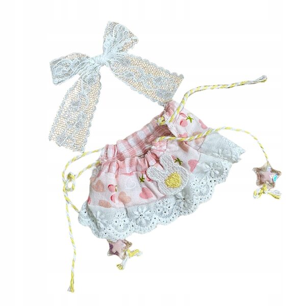 Kleid für 15–17 cm große Puppen mit Rock und Haarschmuck aus weichem Stoff