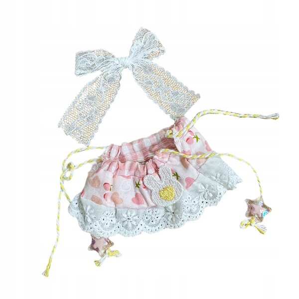 Kleid für 15–17 cm große Puppen mit Rock und Haarschmuck aus weichem Stoff