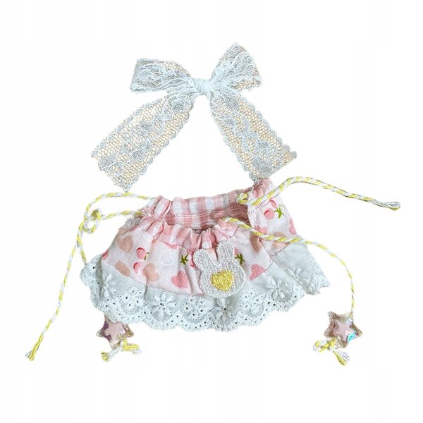 Kleid für 15–17 cm große Puppen mit Rock und Haarschmuck aus weichem Stoff