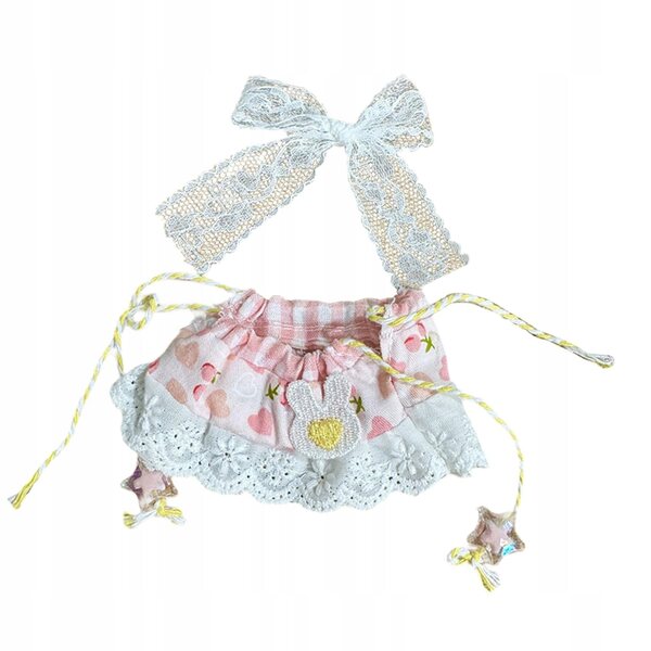 Kleid für 15–17 cm große Puppen mit Rock und Haarschmuck aus weichem Stoff