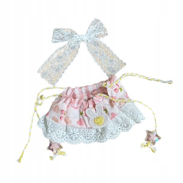 Kleid für 15–17 cm große Puppen mit Rock und Haarschmuck aus weichem Stoff