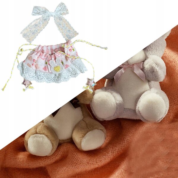 Kleid für 15–17 cm große Puppen mit Rock und Haarschmuck aus weichem Stoff