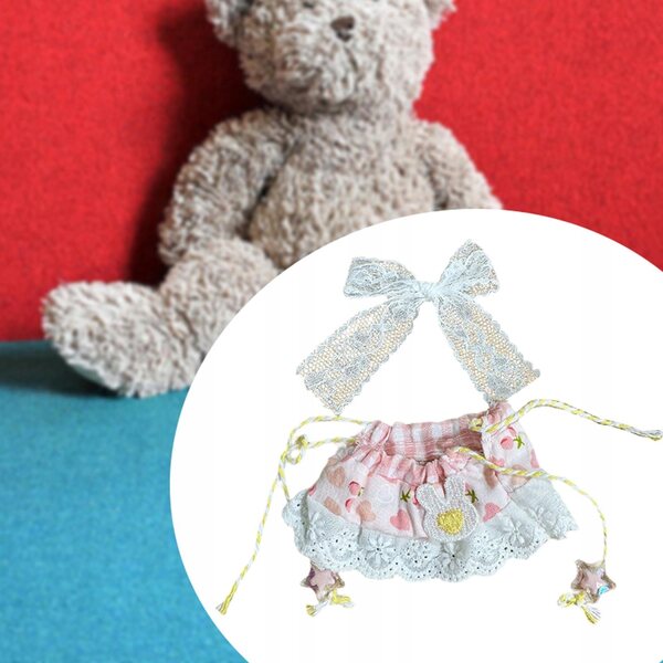 Kleid für 15–17 cm große Puppen mit Rock und Haarschmuck aus weichem Stoff