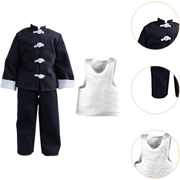 Set 3 Pezzi 1/12: Cappotto, Pantaloni e Gilet in Stoffa per Bambole Maschili 15 cm