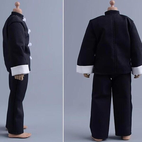 Set 3 Pezzi 1/12: Cappotto, Pantaloni e Gilet in Stoffa per Bambole Maschili 15 cm