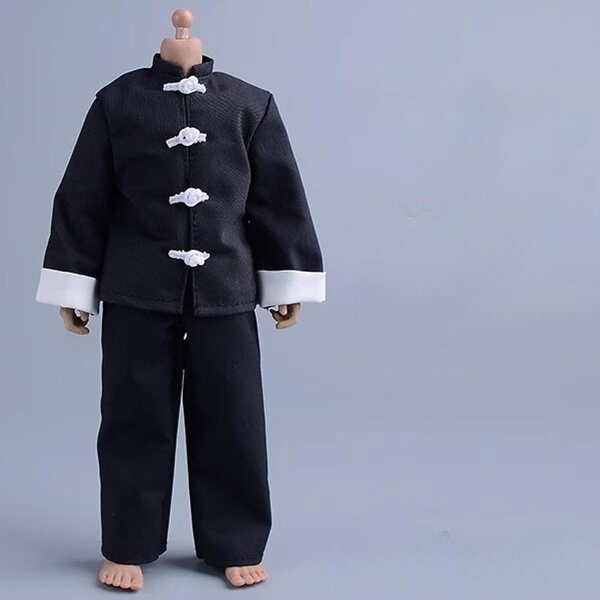 Set 3 Pezzi 1/12: Cappotto, Pantaloni e Gilet in Stoffa per Bambole Maschili 15 cm