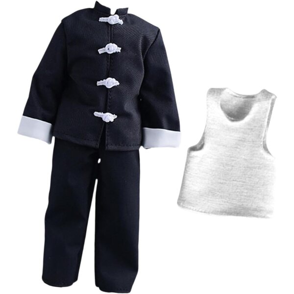 Set 3 Pezzi 1/12: Cappotto, Pantaloni e Gilet in Stoffa per Bambole Maschili 15 cm