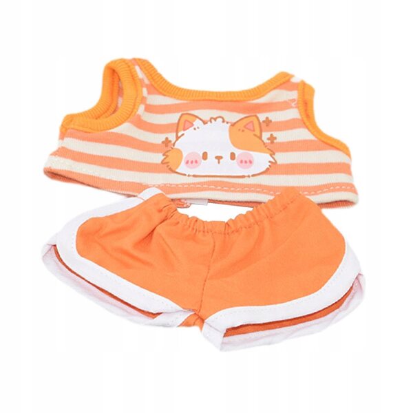 Orangefarbenes Kleid für 17 cm große Puppen – weiche und handgefertigte Kleidung