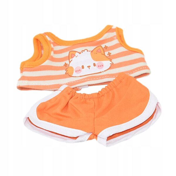 Orangefarbenes Kleid für 17 cm große Puppen – weiche und handgefertigte Kleidung