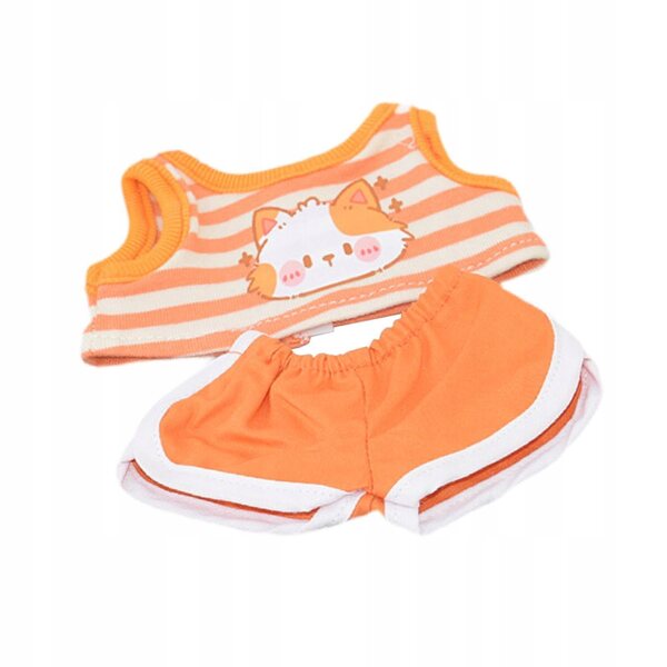 Orangefarbenes Kleid für 17 cm große Puppen – weiche und handgefertigte Kleidung