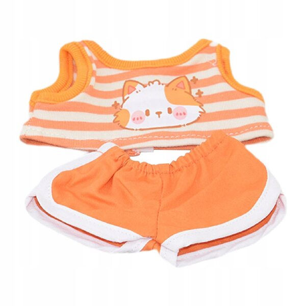 Orangefarbenes Kleid für 17 cm große Puppen – weiche und handgefertigte Kleidung