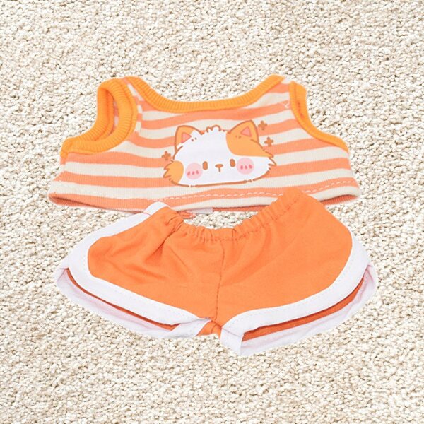 Orangefarbenes Kleid für 17 cm große Puppen – weiche und handgefertigte Kleidung