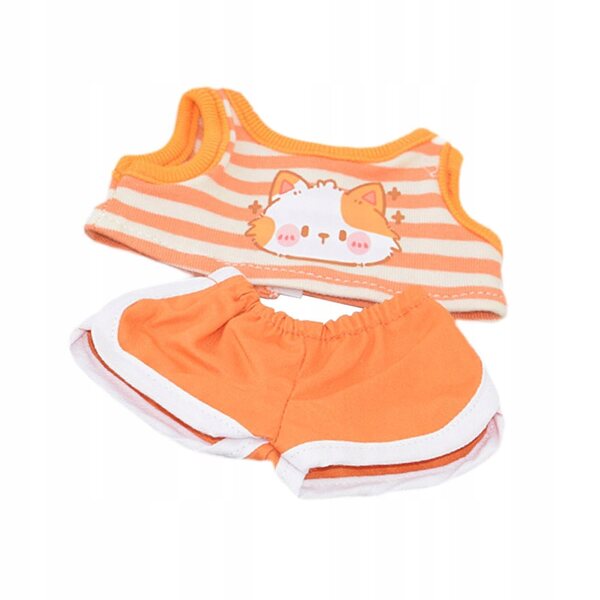 Orangefarbenes Kleid für 17 cm große Puppen – weiche und handgefertigte Kleidung