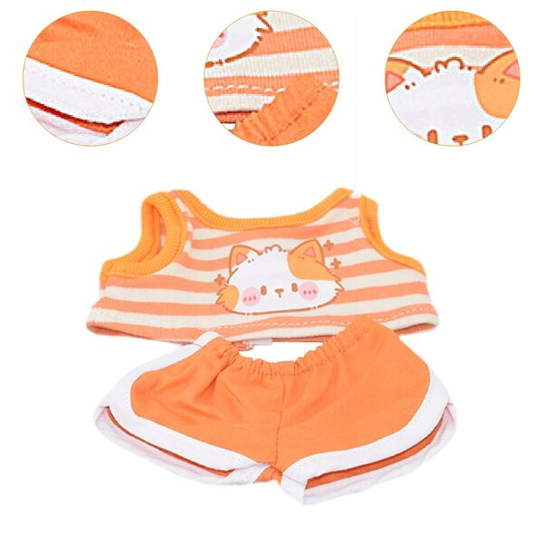 Orangefarbenes Kleid für 17 cm große Puppen – weiche und handgefertigte Kleidung