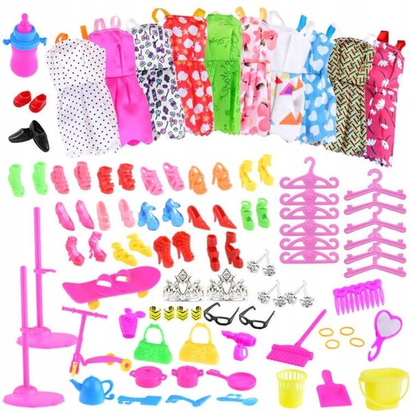 Komplettes Set aus Kleidung, Schuhen und Accessoires für Barbie 3+ Puppen