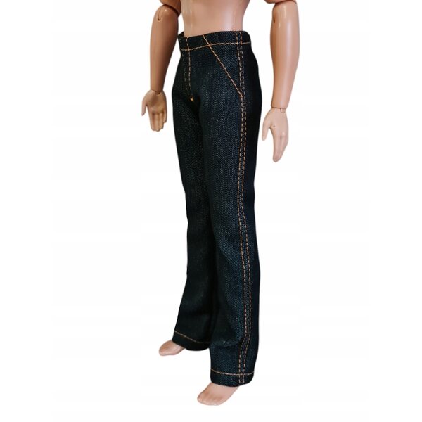 Pantaloni jeans neri per bambola fashion tipo ragazzo con chiusura a strappo