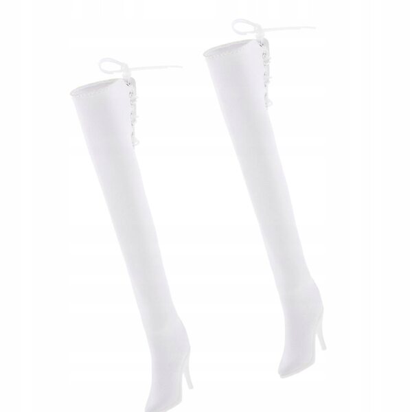 Scarpe donna alte bianche per bambole 1/6 - tacchi alti sopra il ginocchio