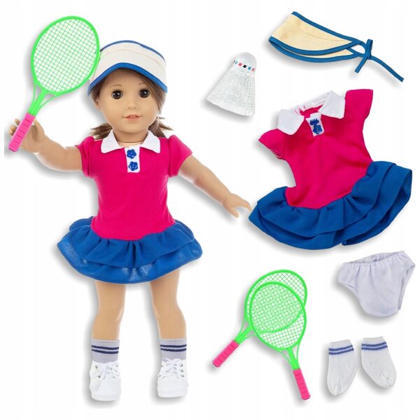 UBRANKO DLA LALKI ZESTAW 36-43 cm, 7 sztuk sportowe ubranie TENISISTKA