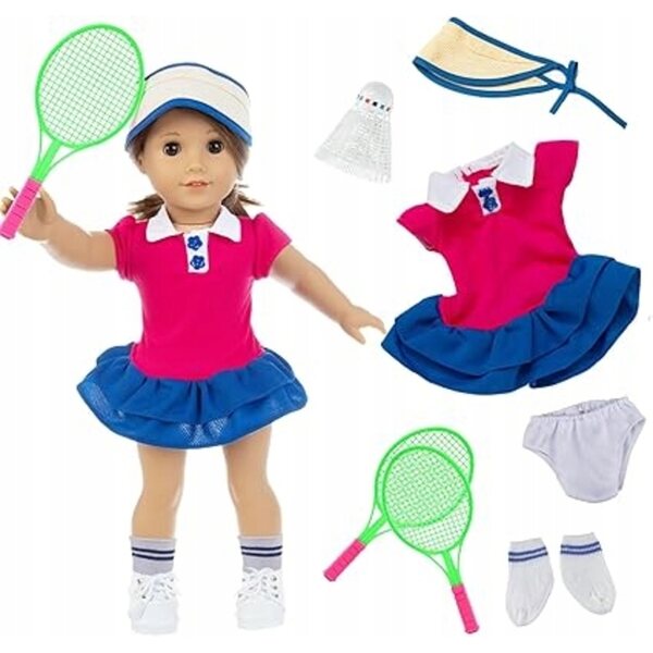 UBRANKO DLA LALKI ZESTAW 36-43 cm, 7 sztuk sportowe ubranie TENISISTKA